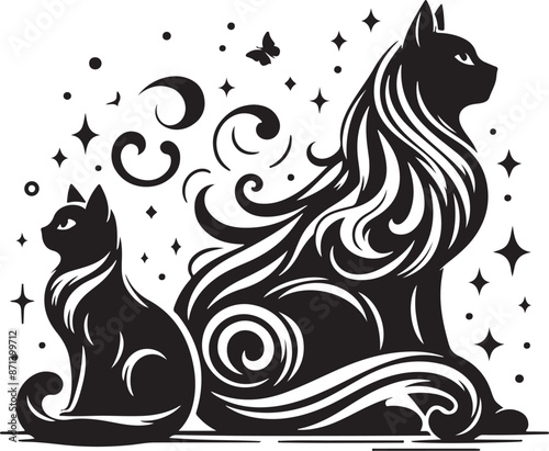 Cat design silhouette vector art work EPS file, Generator AI