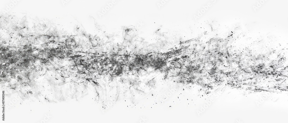 Fototapeta premium Pencil sketch style, panoramic close-up, high detail scan of dusty film, on white background, Generative AI