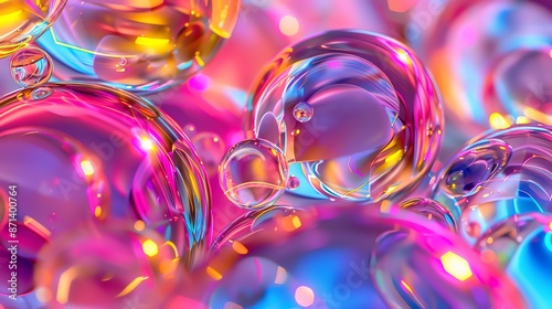 Close-up of shiny colorful bubbles