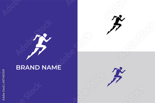 Human running vector logo Modern sports illustration, Running Man Athletics Marathon run sport icon vector, 