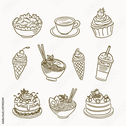 Food and drink hand drawn vector