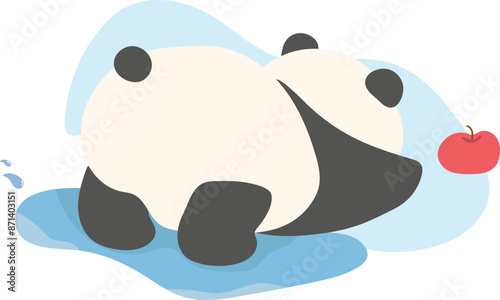Panda want apple illustration