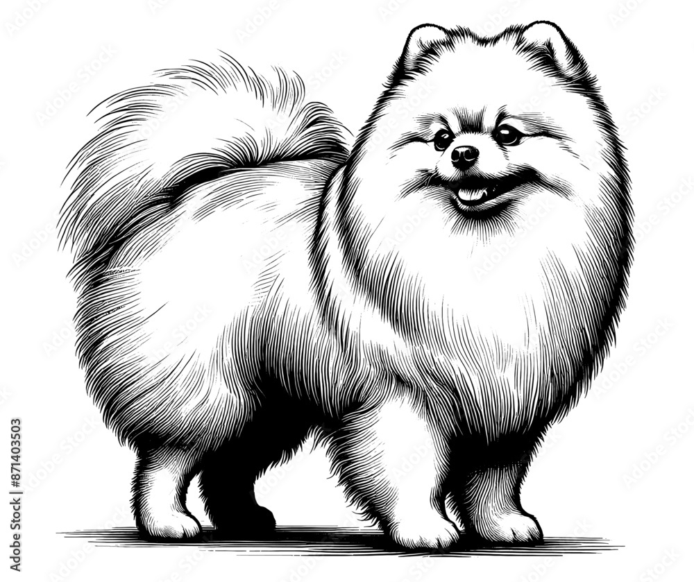 Hand drawn Cute Pomeranian dog in full-body, vector sketch isolated on white background. Hand drawn Cute Pomeranian dog in full-body, vector sketch isolated on white background.