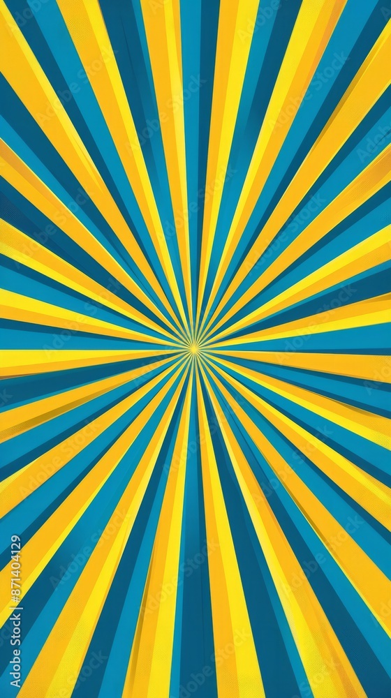 Obraz premium Blue And Yellow Striped Sunburst Pattern Background Wallpaper
