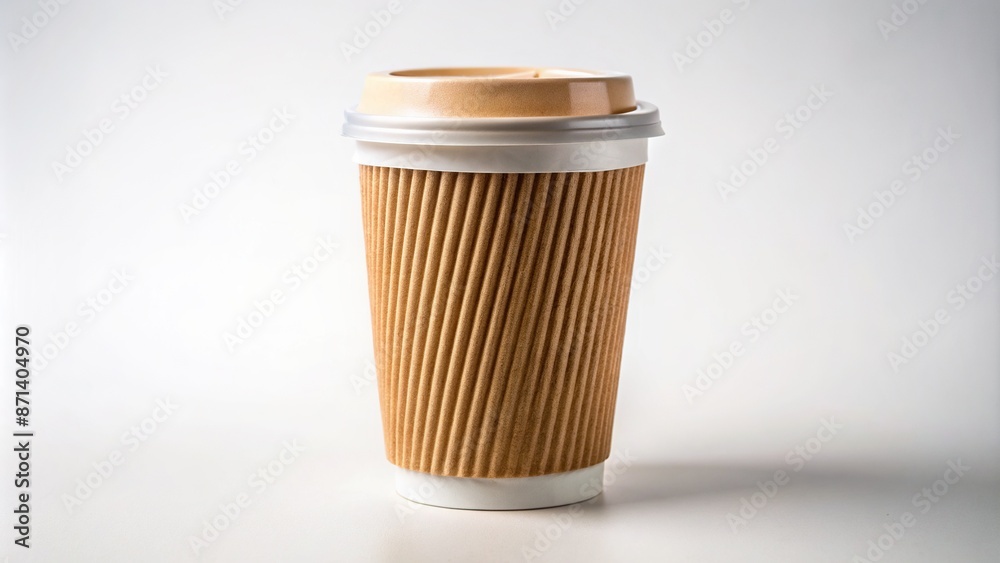 Isolated on a clean white background, a handmade cardboard coffee cup ...