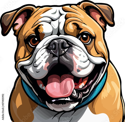 Charming Bulldogs are lying, playing, jumping, running, sitting, standing, vector & Illustrations . Playful Pups Brown and White Bulldog Art .