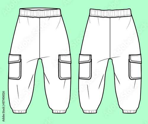 Girls elasticated cuff jogger fashion flat sketch