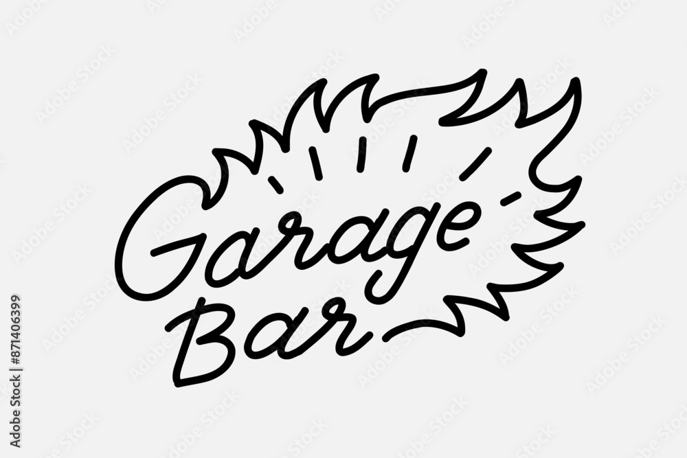 Obraz premium Simple outline text, smooth lines. Stylized image Vector graphics. Neon sign. Inscription 