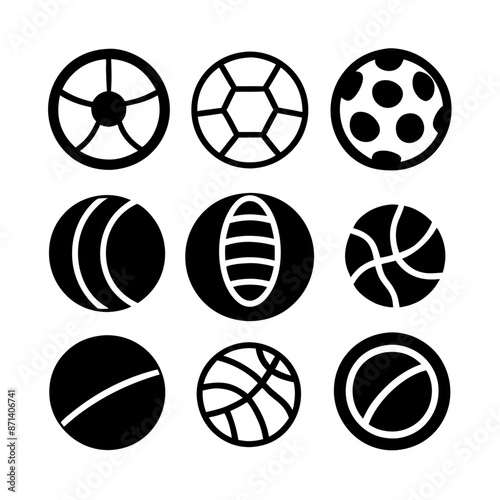 Sport balls collection black silhouette isolated white background (9)