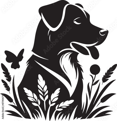 Dog design silhouette vector art work EPS file, Generator AI