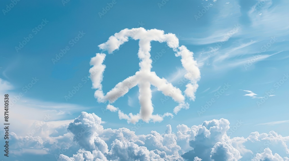 Obraz premium Clouds shaped like a peace sign, cloud peace sign, sky harmony, International Peace Day, 