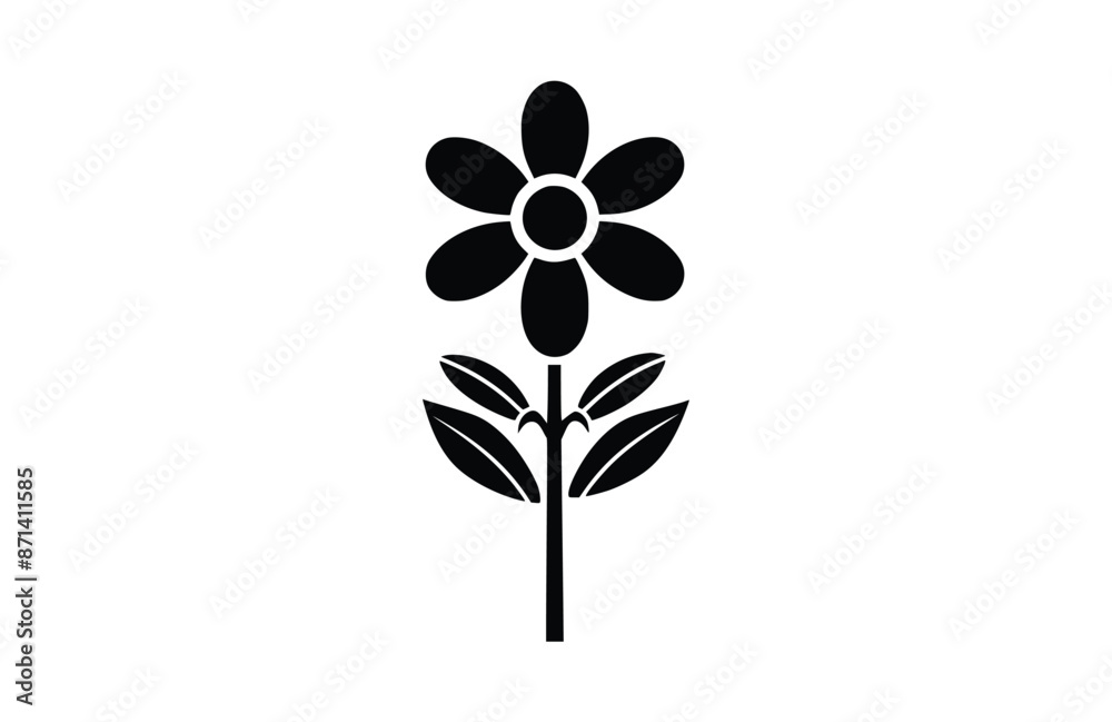 Flower black icon, isolated on white background. Vector illustration. Flower black icon, isolated on white background. Vector illustration.