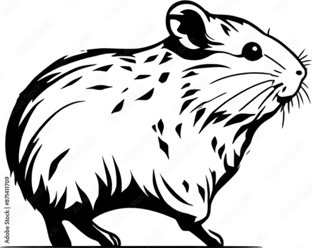Obraz premium Adorable black stencil hamster, cute pet companion.