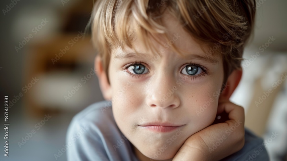 young boy with a troubled look worried about something. young boy with a troubled look worried about something.
