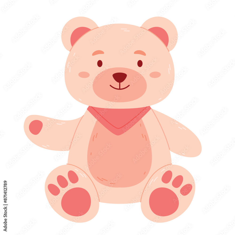 Children's toy teddy bear.Fluffy soft stuffed toys.Beige brown and pink colors. Children's toy teddy bear.Fluffy soft stuffed toys.Beige brown and pink colors.