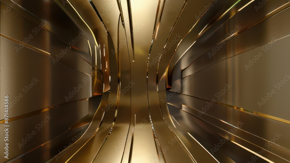Luxurious gold metallic abstract background with sleek geometric shapes and reflective surfaces. Elegant design for high-end branding, tech, or luxury product imagery. Luxurious gold metallic abstract background with sleek geometric shapes and reflective surfaces. Elegant design for high-end branding, tech, or luxury product imagery.