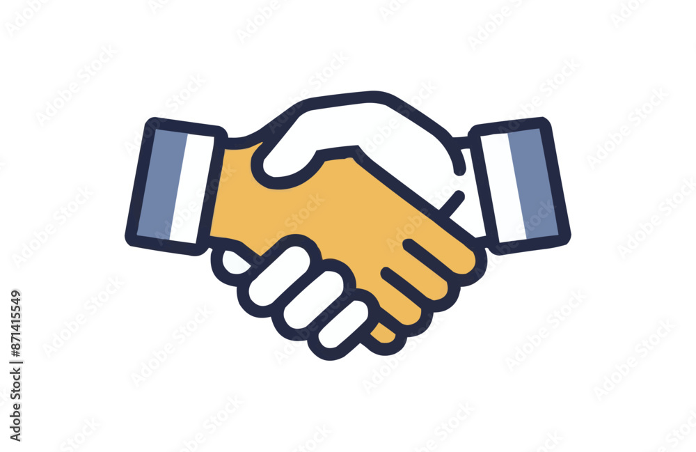 Colorful handshake icon isolated on white background.