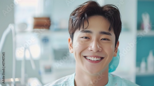 Free Download Attractive Asian Hallyu Star Smiling in Modern Dental Clinic Setting - GFXLoad