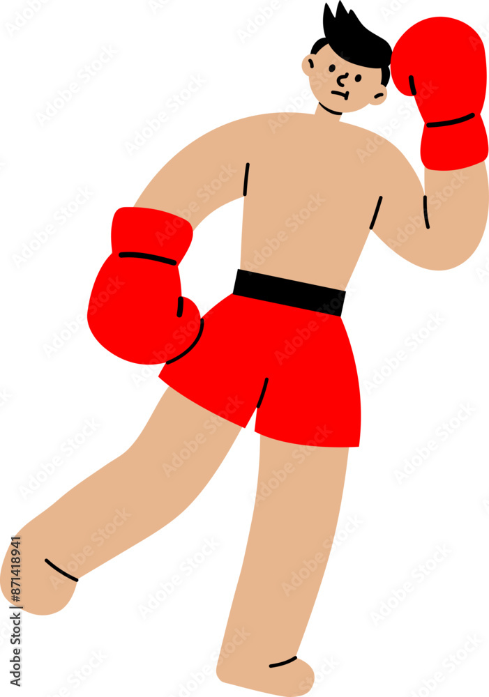 Muay Thai men are kicking and fighting, Thai boxing, sport illustration Muay Thai men are kicking and fighting, Thai boxing, sport illustration