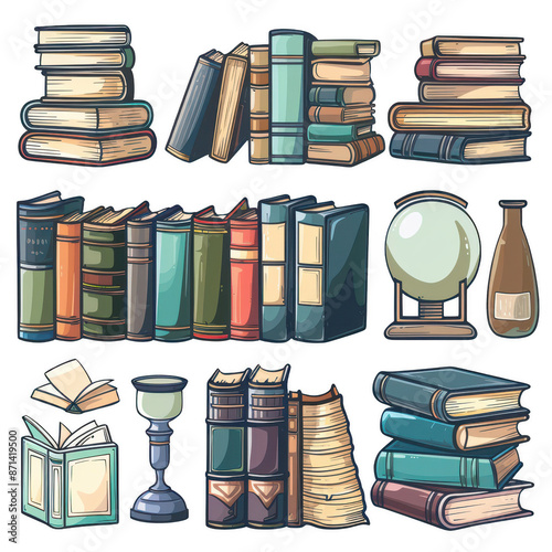 A group of book items arranged centrally on a website's main page.