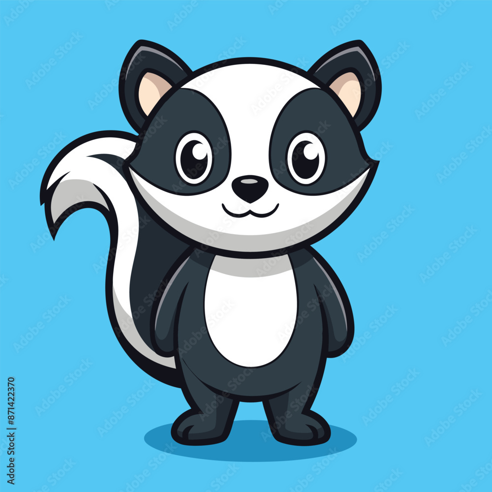 Obraz premium Cute Skunk Cartoon Vector Icon Illustration.