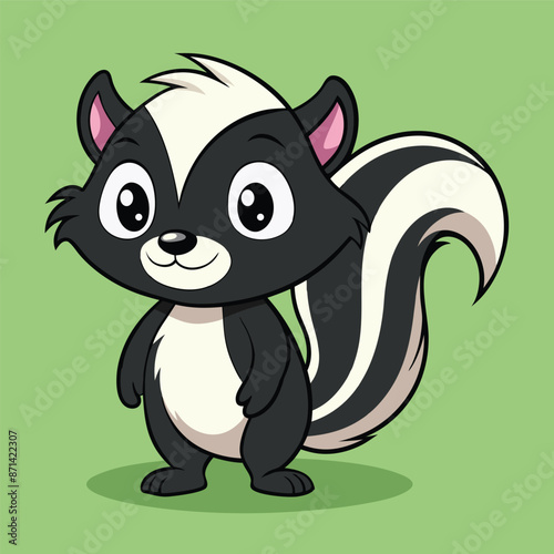 Cute Skunk Cartoon Vector Icon Illustration.