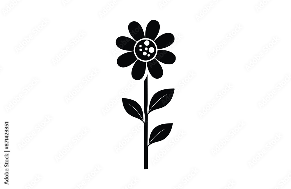 Flower black icon, isolated on white background. Vector illustration. Flower black icon, isolated on white background. Vector illustration.