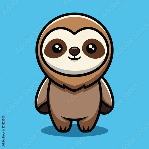 Cute Sloth Cartoon Vector Icon Illustration.