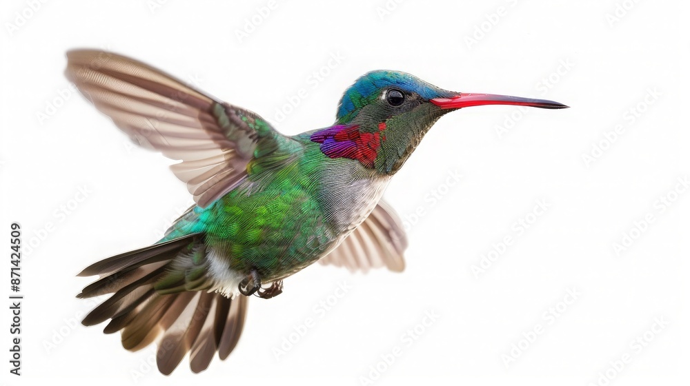 Hummingbird in Flight Against a White Background Hummingbird in Flight Against a White Background