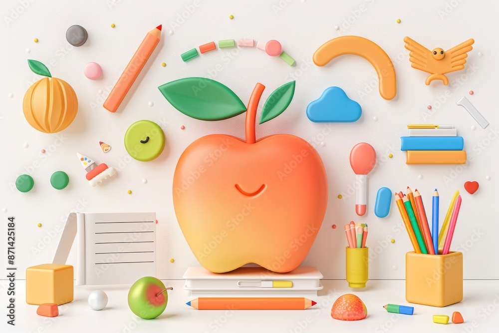 Vibrant back to school illustration with various school supplies perfect for educational content bright and cheerful engaging and fun design ideal for children and educators Vibrant back to school illustration with various school supplies perfect for educational content bright and cheerful engaging and fun design ideal for children and educators