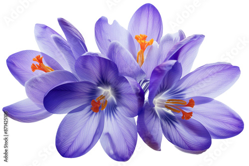 spring blue crocus flowers isolated on transparent background