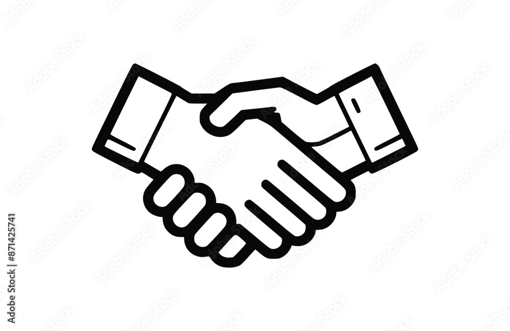 Handshake black icon, isolated on white background. Vector illustration. Handshake black icon, isolated on white background. Vector illustration.