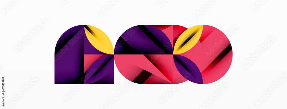 Circle, square and flower petal geometric background. Round shapes composition for wallpaper, banner, background or landing Circle, square and flower petal geometric background. Round shapes composition for wallpaper, banner, background or landing