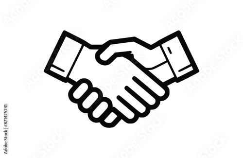 Handshake black icon, isolated on white background. Vector illustration.