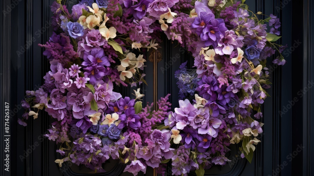 Fototapeta premium vibrant purple flower wreath