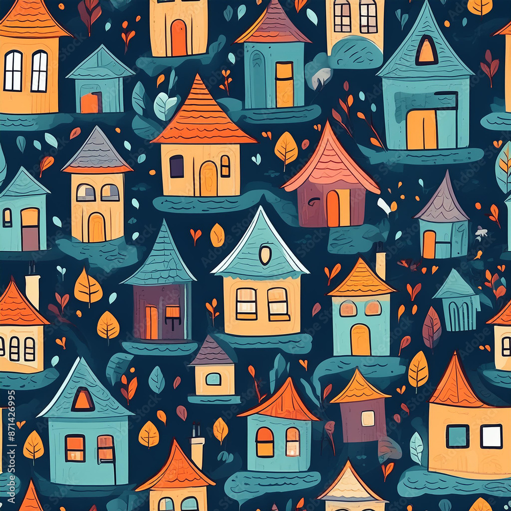 seamless pattern of houses seamless pattern of houses