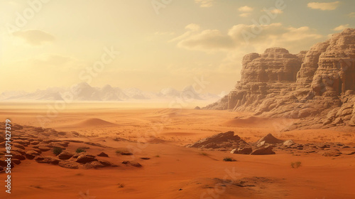 Mirage Desert: Enchanted landscapes of shimmering sands and skies. Fantasy wallpaper