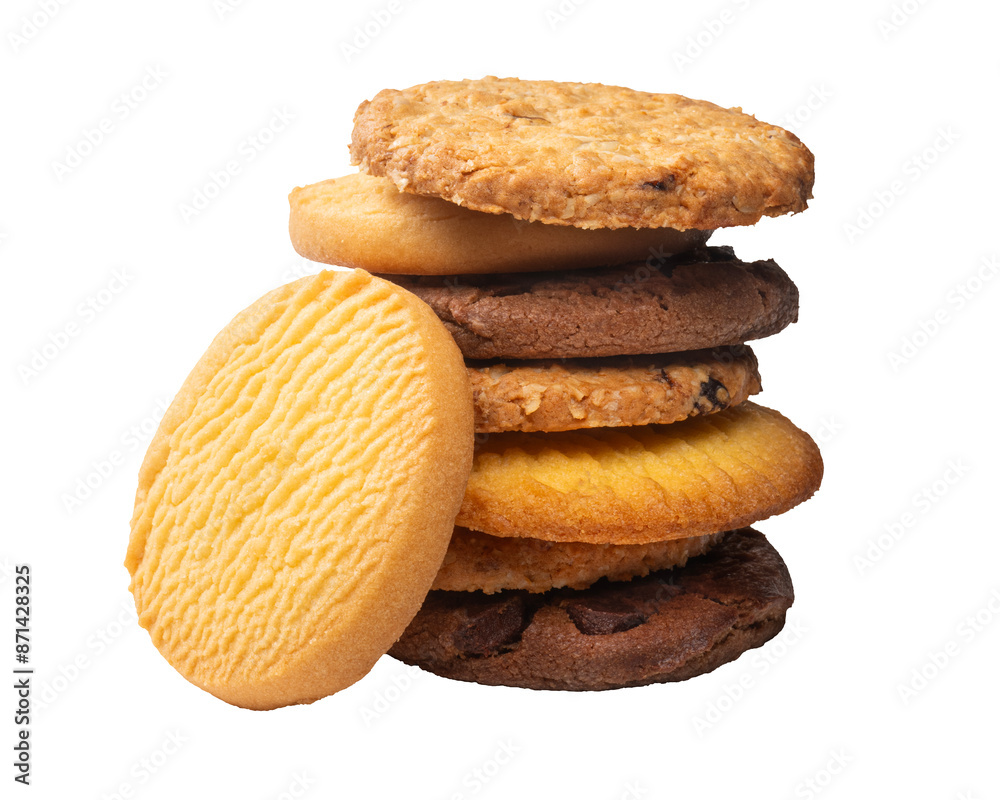 積み重ねられた様々な種類のクッキー 積み重ねられた様々な種類のクッキー