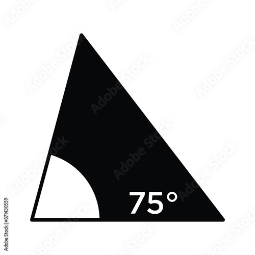 75 degree angle icon in triangle.