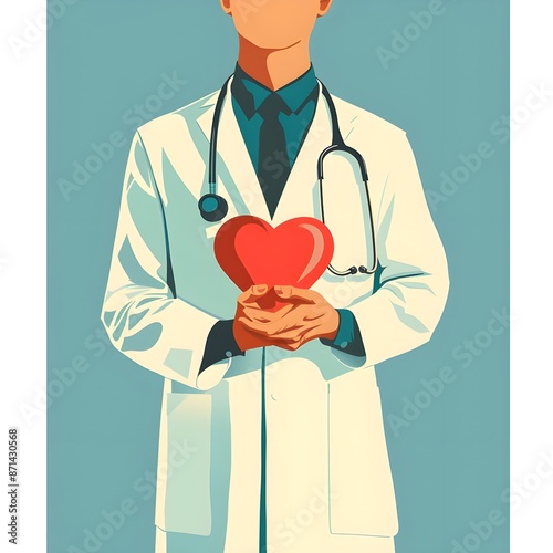 doctor holding red heart,national docters day photo