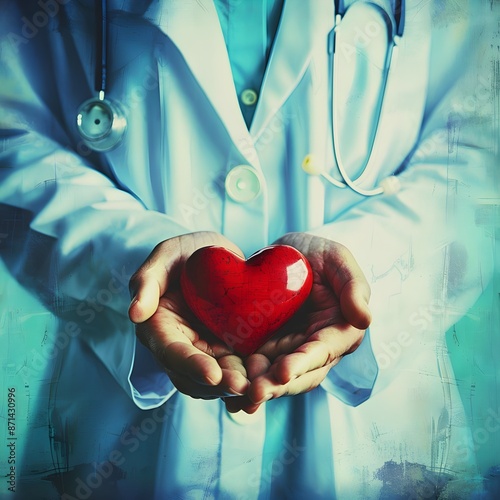 doctor holding red heart,national docters day photo