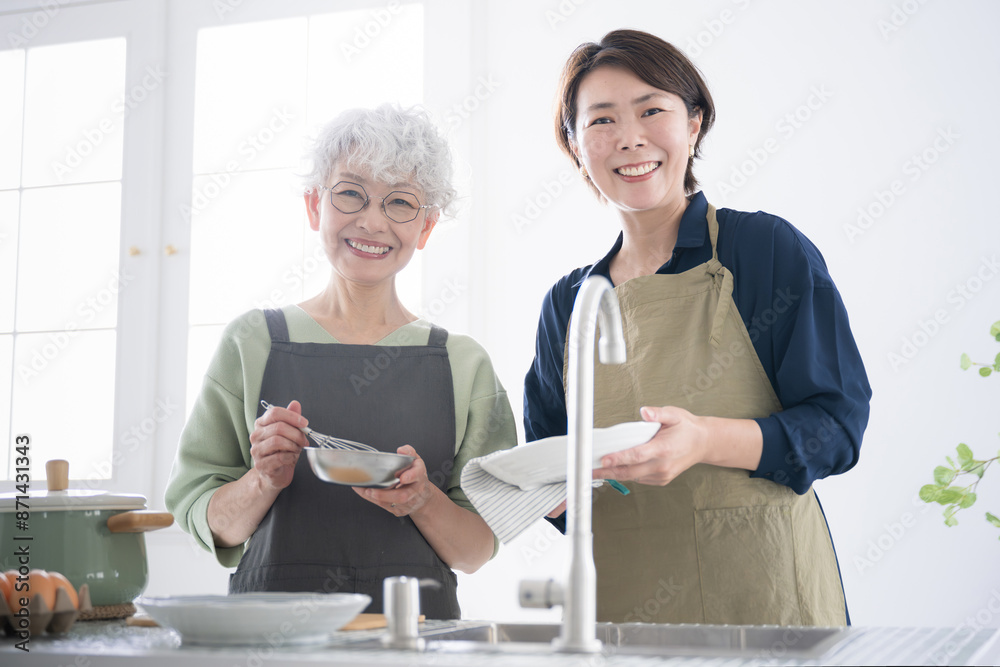 Obraz premium Cooking class scene Teacher and student looking at the camera