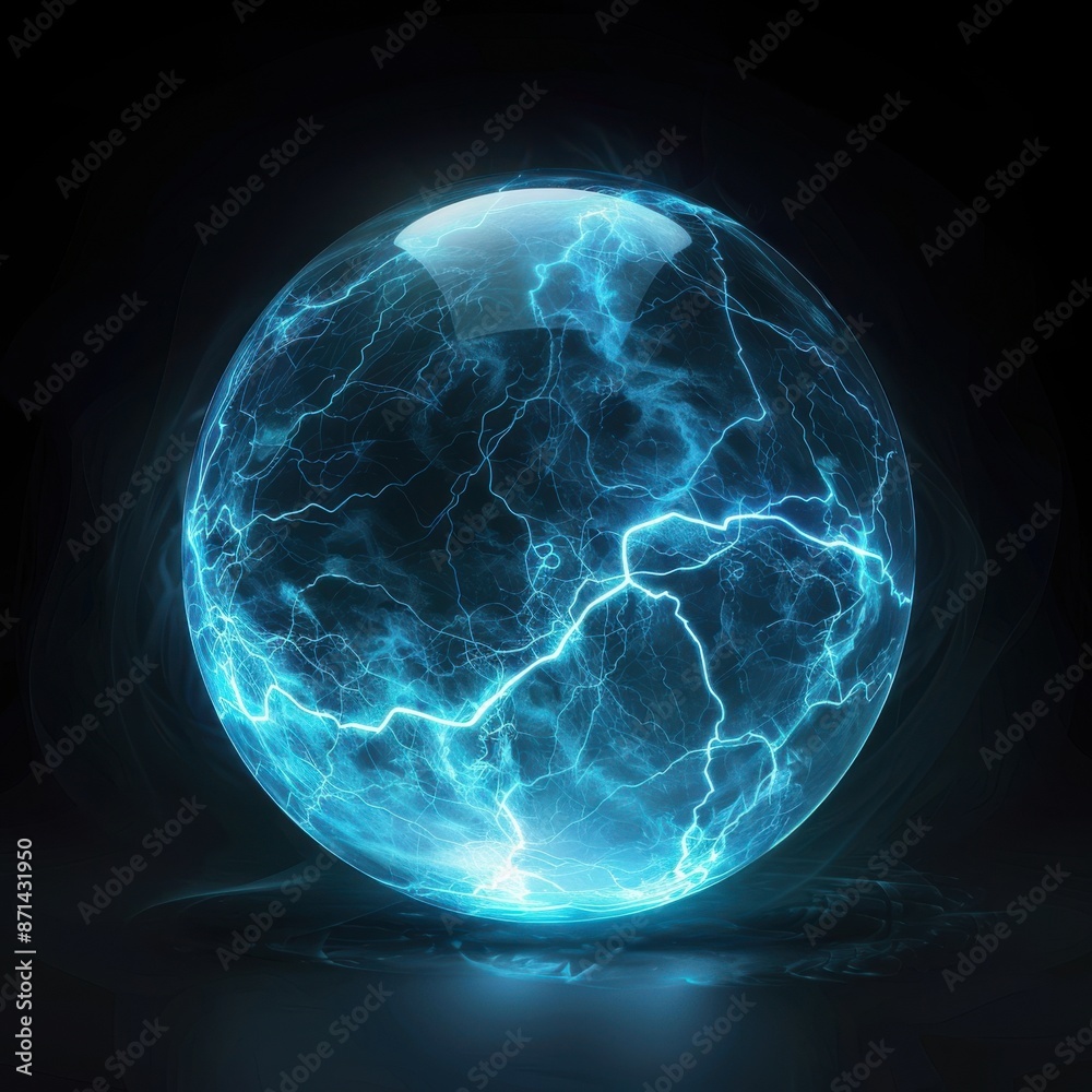 Obraz premium A circle glowing orb with a lot of sparks surrounding it