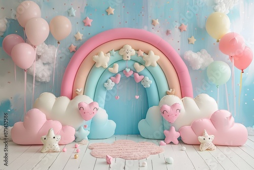 A colorful room decorate for kid. wallpaper background