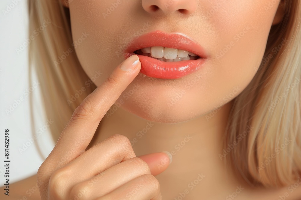 Woman with acne on face. Facial treatment concept