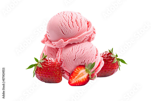 strawberry ice cream isolated on transparent background photo