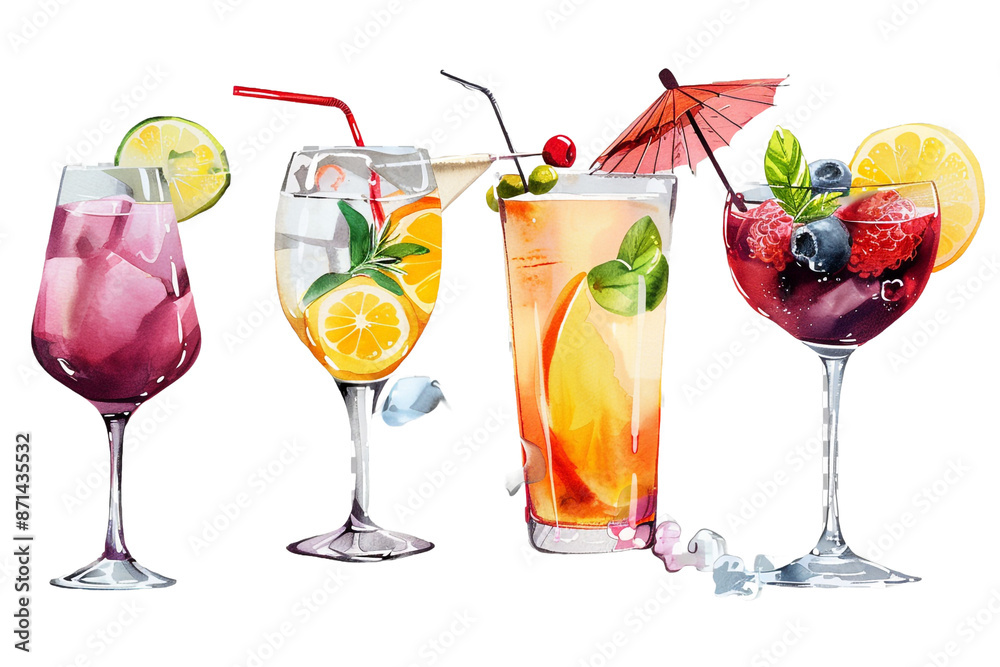 Summer cocktails on a transparent background Summer cocktails on a transparent background