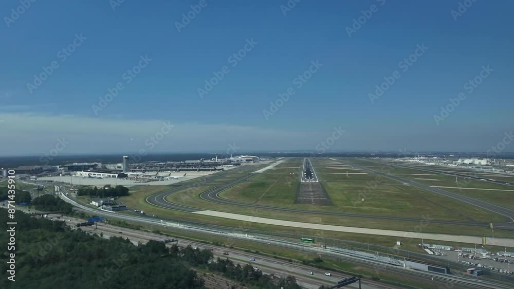 POV immersive pilot perspective in a real time approach to the runway 25R of Barcelona airport, Spain, in a bright summer morning. POV immersive pilot perspective in a real time approach to the runway 25R of Barcelona airport, Spain, in a bright summer morning.