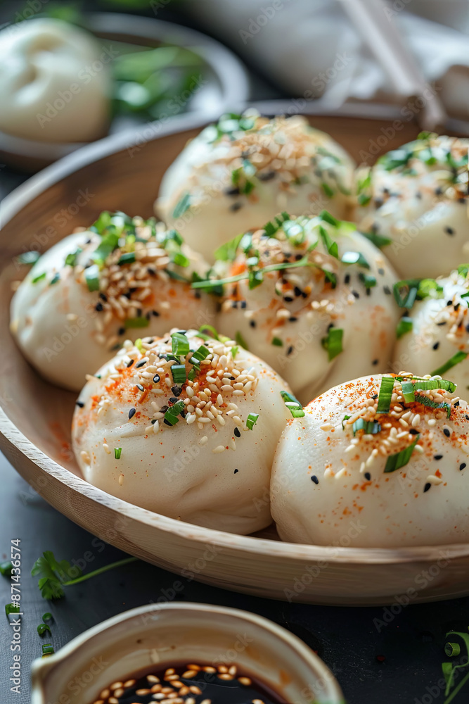 Delicious bao buns on a light table Delicious bao buns on a light table