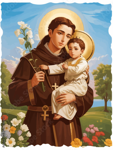 saint anthony of padua religion faith illustration